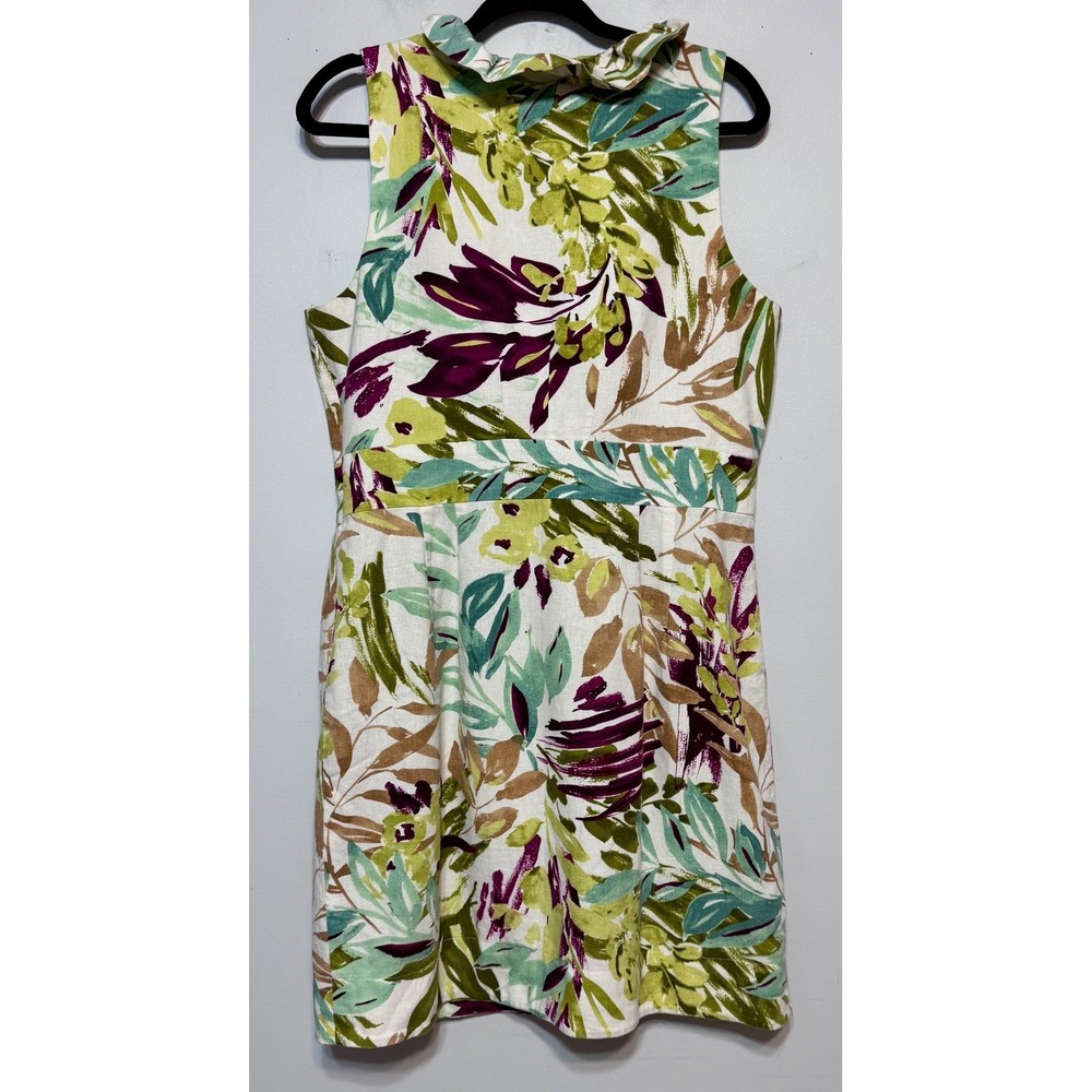 Madison Leigh Coastal Chic Linen Blend Ruffled Dress Size 16 Resortcore Vacation - Picture 3 of 4